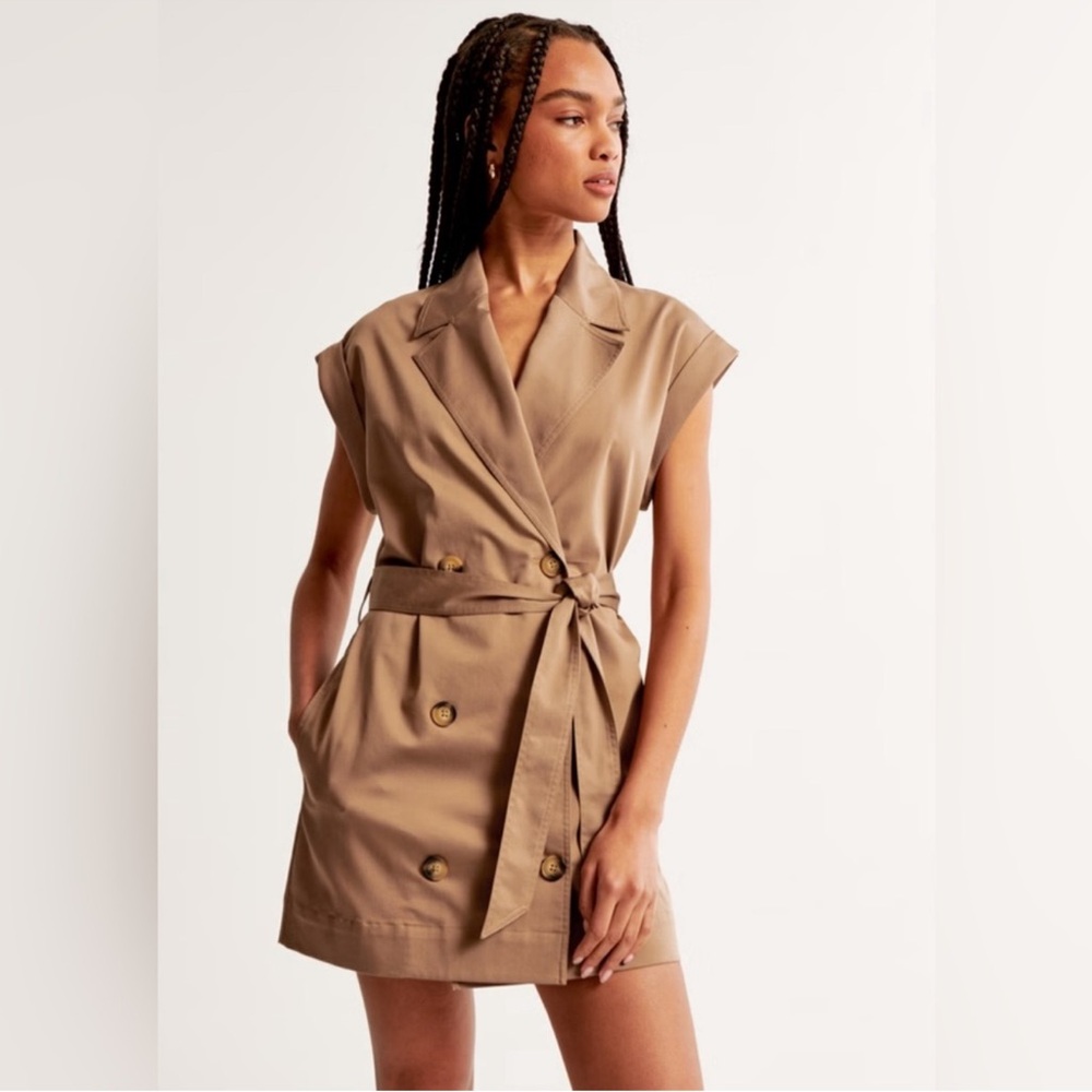 Abercrombie & Fitch Mini Tan Trench Dress NWT